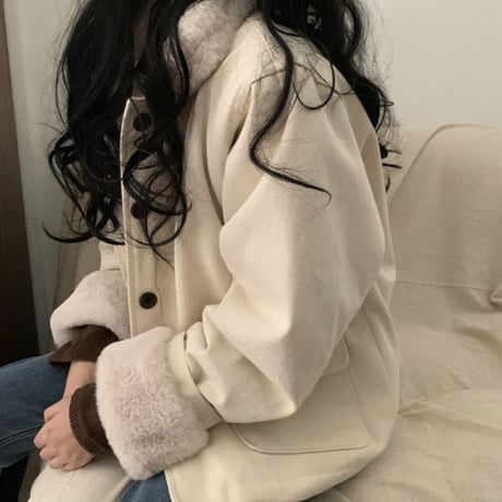 ボアジャケット もこもこ ウール 防寒 韓国ファッション レディース ボアブルゾン ルーズ ボア 長袖 ゆったり 大人可愛い ガーリー DTC-628316384541