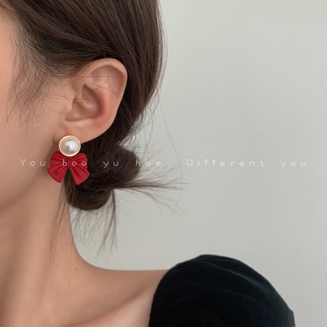 ピアス 両耳用 イミテーションパール リボン スタッドピアス アクセサリー 合金 シルバー925 ジュエリー DTC-631128813614