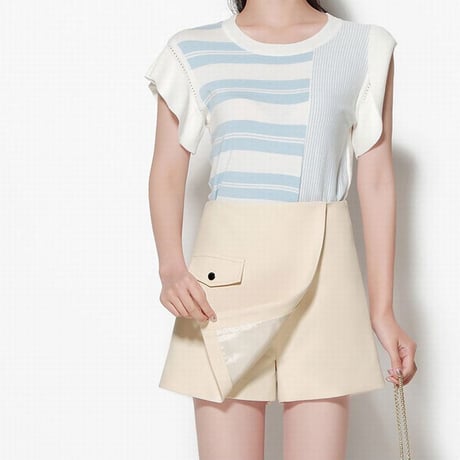 レディース  ショートパンツ ラップショートパンツ パンツ ショート丈 キュロット ガーリー 韓国ファッション (DCT-591138767079)