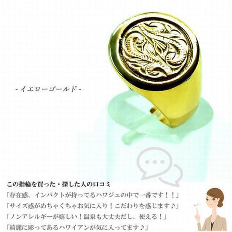 【ハワイアンジュエリー / HawaiianJewelry】 リング/指輪 レディース メンズ シルバー K14イエローゴールドコーティング インスタ (grs8613)
