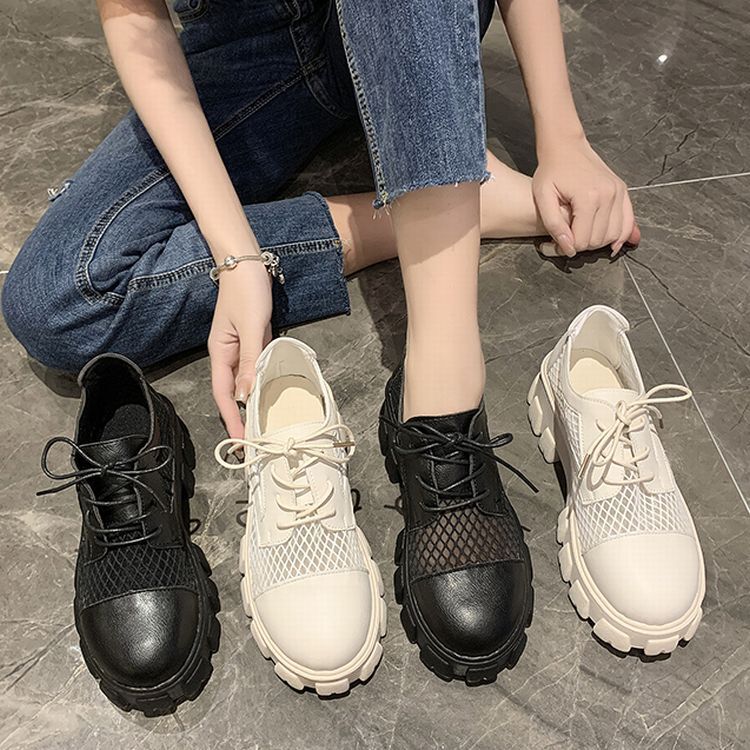 メッシュシューズ レースアップ 厚底 通気性 韓国ファッション