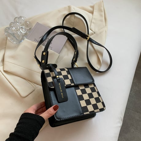 2WAYバッグ ハンドバッグ ショルダーバッグ チェック柄 ミニバッグ スクエアバッグ 斜め掛け バッグ レトロ 大人可愛い ガーリー フェミニン DTC-659154013200