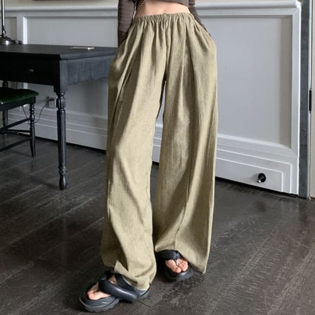モップパンツ ワイドパンツ リネン コットン混 ハイウエスト ルーズ レトロ 韓国ファッション レディース 大人可愛い ガーリー カジュアル DTC-679631619107