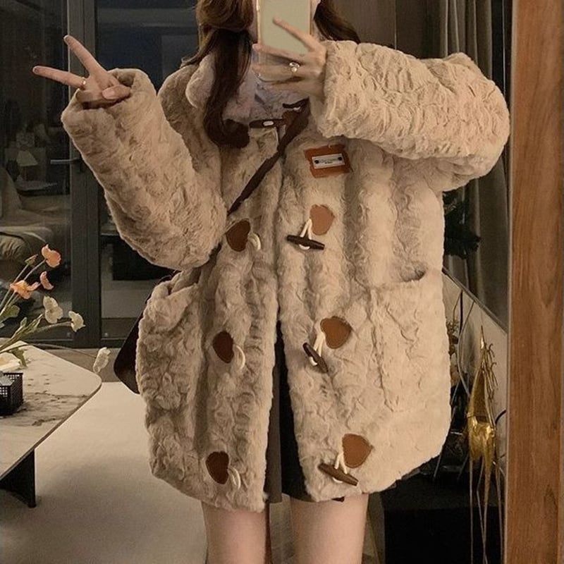 ボア ショートコート フェイクウール ジャケット ポケット ダッフル