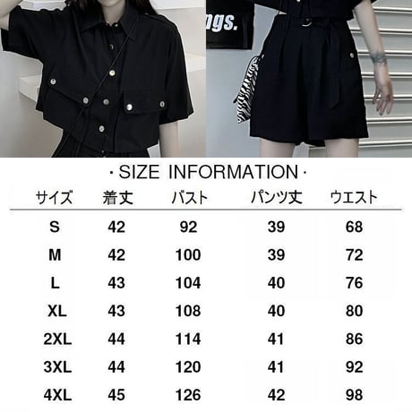セットアップ 2点セット ミリタリー風シャツ ショート丈 半袖 ショートパンツ ハイウエスト レトロ 韓国ファッション レディース 大人可愛い ガーリー カジュアル DTC-644096580052