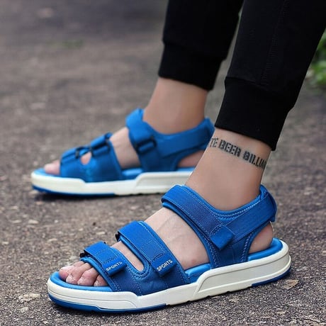 【3COLOR】 メンズ/レディース ストラップ スポーツサンダル スポーツサンダル マジックテープ フラットサンダル 歩きやすい 疲れない (DCT-549746097388)