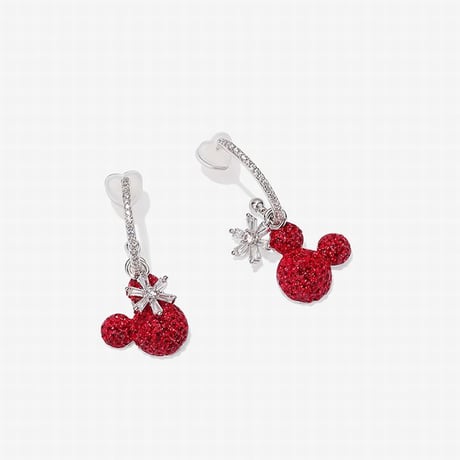両耳 ピアス ディズニー Disney ミッキーマウス ミッキー キラキラ コラボ 合金 メッキ シルバー925 クリスタル DTC-608690191841