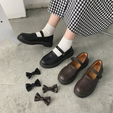 ローファー 22.5～24.5cm 取り外し可能 リボン ベルト ストラップ 靴 フラットシューズ ローヒール 歩きやすい 韓国ファッション レディース かわいい DTC-625604002955