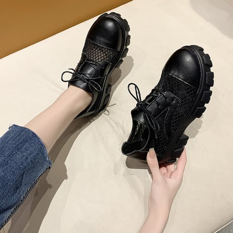 メッシュシューズ レースアップ 厚底 通気性 韓国ファッション レディース メッシュ ローファー 歩きやすい カジュアル 623881281667