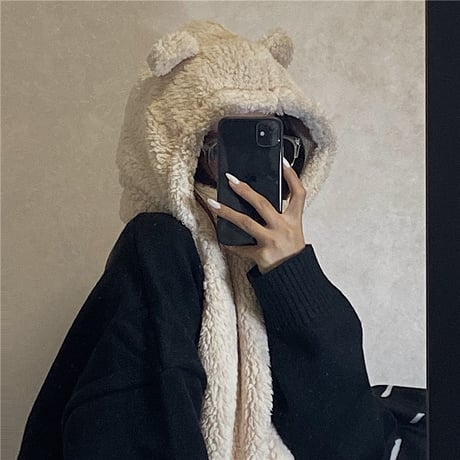 フード付きマフラー 耳付き クマ耳 フード付き ボアマフラー もこもこ フードマフラー ロングマフラー 防寒 暖かい 厚手 韓国ファッション レディース ガーリー DTC-630248123865