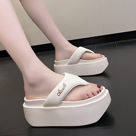 厚底 トングサンダル 22.0～24.5cm ウエッジソール 厚底サンダル プラットフォーム サンダル 美脚効果 脚長 スタイルアップ 韓国ファッション レディース DTC-716855905586