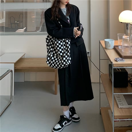 セットアップ ジャケット プリーツスカート ブラック ロングスカート ハイウエスト 2点セット 長袖 レトロ 韓国ファッション レディース 大人可愛い ガーリー DTC-666796163703