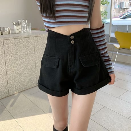 デニムショートパンツ ハイウエスト ワイドパンツ ショートパンツ デニム ショーパン レトロ 韓国ファッション レディース 大人可愛い ガーリー カジュアル DTC-671278604954