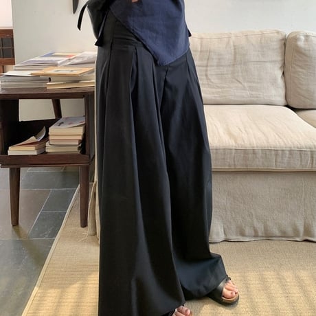 セットアップ 上下セット ノースリーブ トップス バックボタン モップパンツ ワイドパンツ ルーズ レトロ 韓国ファッション レディース 大人可愛い ガーリー DTC-790631772333