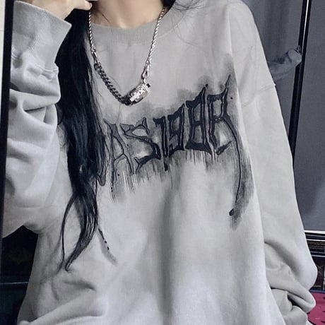トレーナー トップス プルオーバー 薄手 シンプル オーバーサイズ ルーズ 長袖 レトロ 韓国ファッション レディース カジュアル ストリート系 DTCA-985094294363