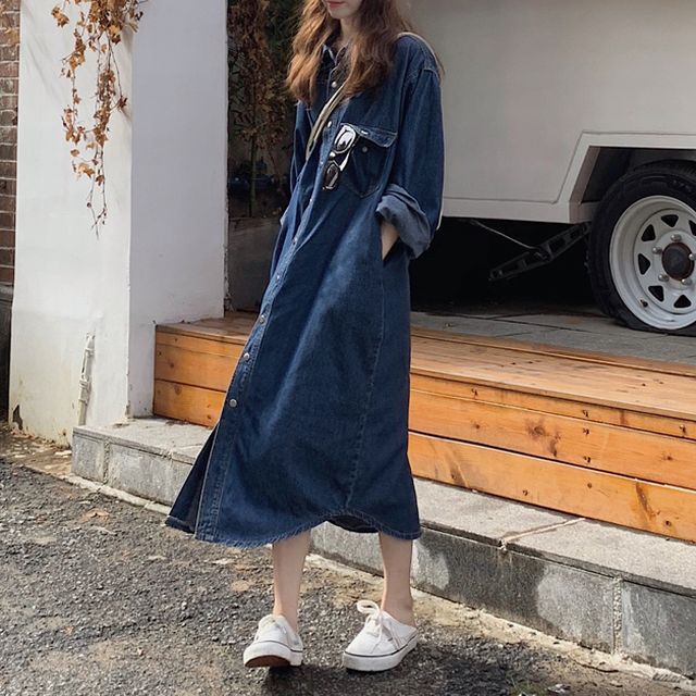 美品 レディース シャツ ワンピースドレス ロング マキシ 半袖 服&ファッション小物