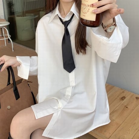 セットアップ ニットベスト ブラウス シャツ Vネック ボタン 長袖 ゆったり レトロ 2点セット 韓国ファッション レディース 大人可愛い ガーリー カジュアル DTC-666539256507