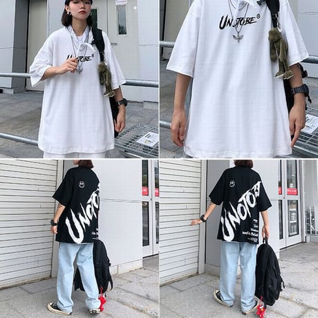 ユニセックス Tシャツ 半袖 メンズ レディース ラウンドネック 英字 バックプリント オーバーサイズ 大きいサイズ ルーズ ストリート TBN-620295284409