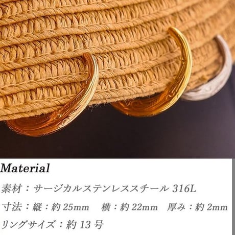 選べる柄あり・なし ハワイアンジュエリー 2WAY リング イヤーカフ 金属アレルギー対応 片耳 ムーンイヤカフ スクロール 波 メンズ レディース アクセサリー サージカルステンレス ropi08