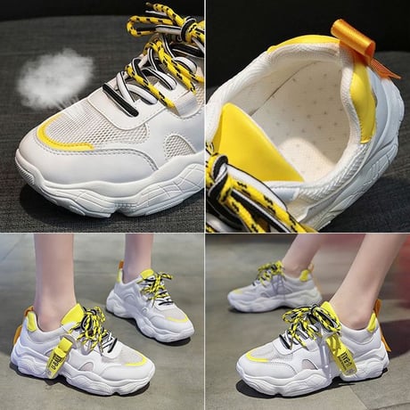 ダットスニーカー 22.5～25.0cm メッシュスニーカー 厚底 レースアップ メッシュ シューズ 厚底スニーカー カジュアル 韓国ファッション レディース DTC-619707329946