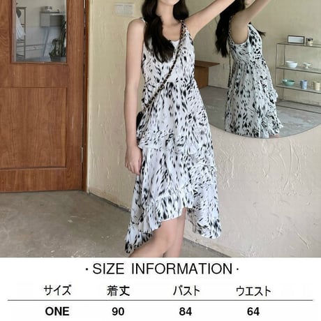 花柄 スリングワンピース 不規則デザイン キャミワンピース アシンメトリー ハイウエスト 韓国ファッション レディース ワンピ アシメ 大人可愛い ガーリー DTC-642523018801