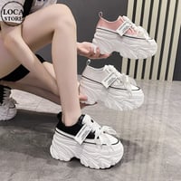 【3カラー】 厚底スニーカー 22.0～24.5cm レースアップ シューズ カジュアル スニーカー 厚底 スポーツ 靴 韓国ファッション レディース 歩きやすい DTC-678633923426