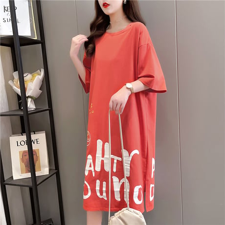 Tシャツ ワンピース オフショルダー ワンショルダー ゆったり 半袖 ロング丈 レトロ 韓国ファッション レディース 大人可愛い ガーリー カジュアル DTC-643529650399
