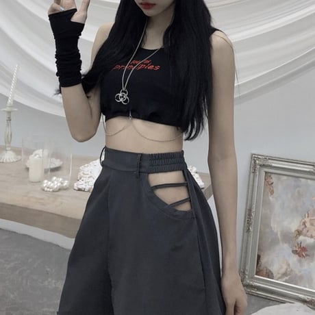 パンツ サイドオープン サイドスリット セクシー 薄手 ハイウエスト 韓国ファッション レディース ボトム 大人可愛い ガーリー DTC-620303160158_a