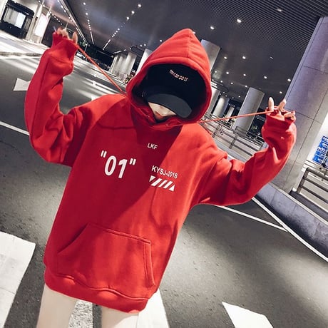 プルオーバー パーカー 韓国ファッション レディース ビッグパーカー オーバーサイズ 薄い バックプリント ストリートファッション (DTC-606172379978)