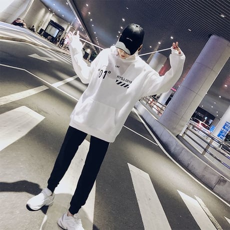 プルオーバー パーカー 韓国ファッション レディース ビッグパーカー オーバーサイズ 薄い バックプリント ストリートファッション (DTC-606172379978)