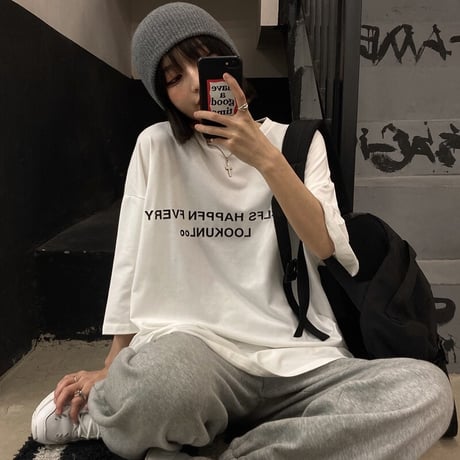 ユニセックス Tシャツ 半袖 ドロップショルダー ラウンドネック オーバーサイズ 韓国ファッション メンズ レディース トップス カジュアル ストリートファッション DTC-638055341572