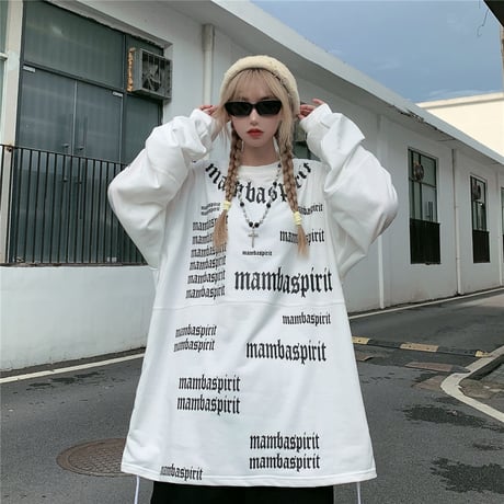 ユニセックス Tシャツ 長袖 ロンT フルレタープリント ラウンドネック オーバーサイズ 韓国ファッション メンズ レディース カジュアル ストリートファッション DTC-655783366926