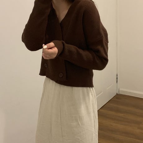 2WAY ショート丈 カーディガン 韓国ファッション レディース オフショルダー オフショル ウール 暖かい ボタン ガーリー (DTC-604776362280)