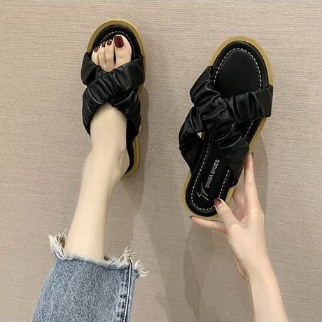 フラットサンダル クロスストラップ スリッパ コンフォートサンダル 韓国ファッション レディース サンダル ぺたんこ キュート 痛くない かわいい 歩きやすい 619149138473