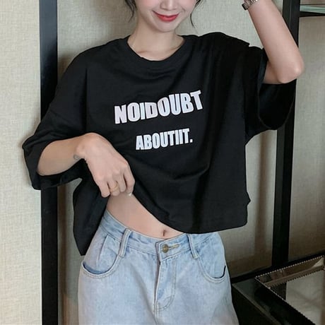 クロップド丈 Tシャツ 半袖 ラウンドネック へそ出し 韓国ファッション レディース ショート丈 トップス カットソー 夏 大人可愛い ガーリー DTC-619963183293