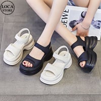 厚底サンダル スポーツサンダル 22.5～25.0cm オープントゥ マジックテープ 厚底 美脚効果 サンダル スポサン カジュアル 韓国ファッション レディース DTC-716043736999