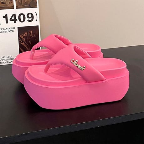 厚底 トングサンダル 22.0～24.5cm ウエッジソール 厚底サンダル プラットフォーム サンダル 美脚効果 脚長 スタイルアップ 韓国ファッション レディース DTC-716855905586