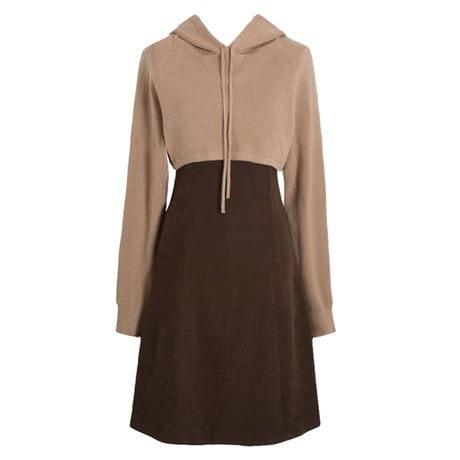 セットアップ スリングワンピース ＋ パーカー クロップド丈 ハイウエスト 長袖 韓国ファッション 2点セット キャミワンピース 大人可愛い ガーリー DTC-633834866784