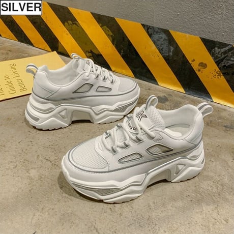 ダッドスニーカー 反射 厚底 6cm 韓国ファッション スニーカー ダッドシューズ ボリュームスニーカー 厚底スニーカー かわいい オールシーズン カジュアル 609592652180