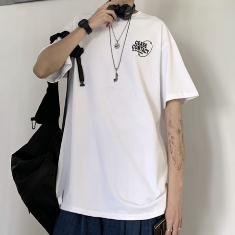 ユニセックス Tシャツ 半袖 ラウンドネック オーバーサイズ 韓国ファッション メンズ レディース トップス 大きめ カジュアル ストリートファッション DTC-638006904577