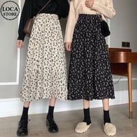 花柄スカート Aライン スカート ロング丈 ハイウエスト ウエストゴム ロングスカート レトロ 韓国ファッション レディース 大人可愛い ガーリー フェミニン DTC-635176657950