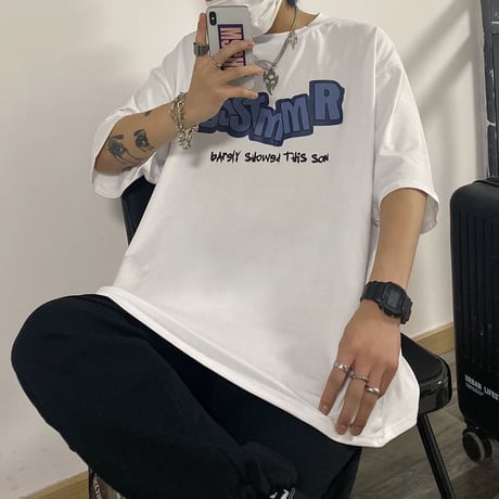 Tシャツ 半袖 メンズ レディース ユニセックス ラウンドネック 英字 プリント オーバーサイズ 大きいサイズ ルーズ ストリート TBN-615433839019