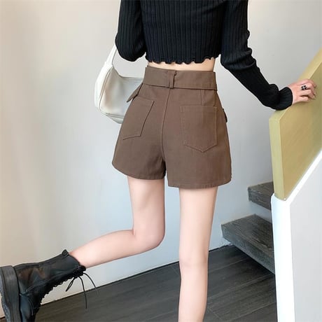 デニム ショートパンツ スカート風 ハイウエスト Aライン レトロ 韓国ファッション レディース 大人可愛い ガーリー カジュアル DTC-680226852680