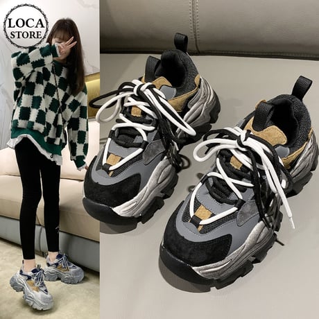 ダットスニーカー 厚底 22.5～25.0cm 厚底スニーカー スニーカー カジュアル スポーツ 韓国ファッション レディース シューズ DTC-665976007645