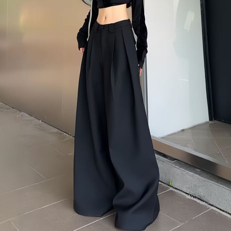 ワイドパンツ タックパンツ スラックス フレアパンツ ハイウエスト ボトムス ストレートパンツ ズボン レトロ 大人可愛い ガーリー DTCA-895514357720