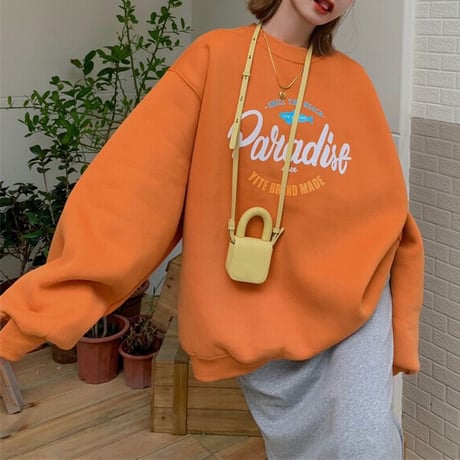 トレーナー プラスベルベット プルオーバー オーバーサイズ シンプル 韓国ファッション レディース トップス ルーズ レトロ ガーリー カジュアル ストリート系 DTC-655184802938