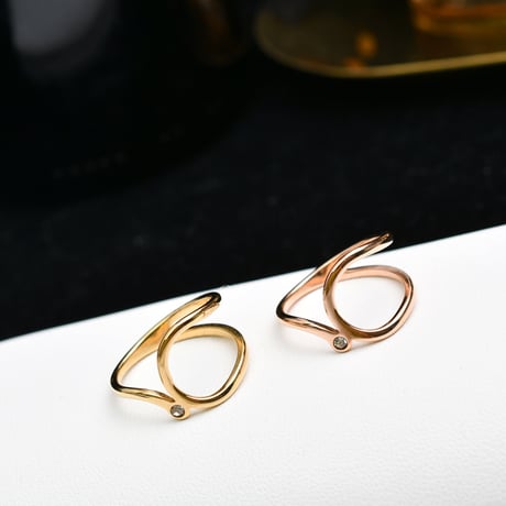 リング 指輪 CZ 金属アレルギー対応 イエローゴールド ローズゴールド チタンスチール キラキラ アクセサリー DTC-607468572172