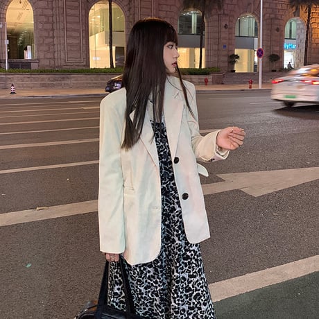コーデュロイ テーラードジャケット ルーズ シングルブレスト 韓国ファッション レディース 長袖 大人可愛い ガーリー DTC-632327247917