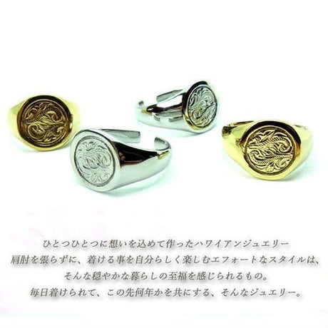 【ハワイアンジュエリー / HawaiianJewelry】 リング/指輪 レディース メンズ シルバー K14イエローゴールドコーティング インスタ (grs8613)