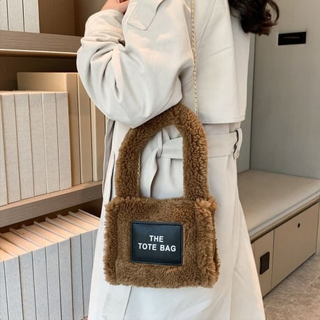 ボア トートバッグ 2way ショルダーバッグ ハンドバッグ もこもこ スクエアバッグ ミニバッグ 肩掛け 斜め掛け 鞄 レトロ 韓国ファッション レディース DTC-687472800963